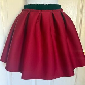 Elegant Red Pleated Skirt